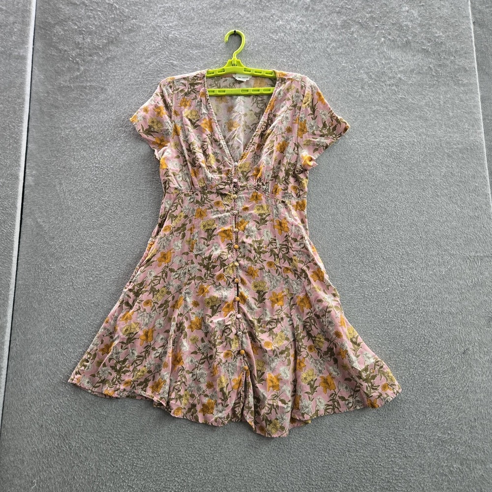 Cynthia Rowley Women Dress 10 Pink Floral Knee Length Fit &โ Flare Linen Blend